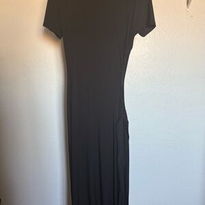Fashion Nova Black Asymmetrical Maxi Dress